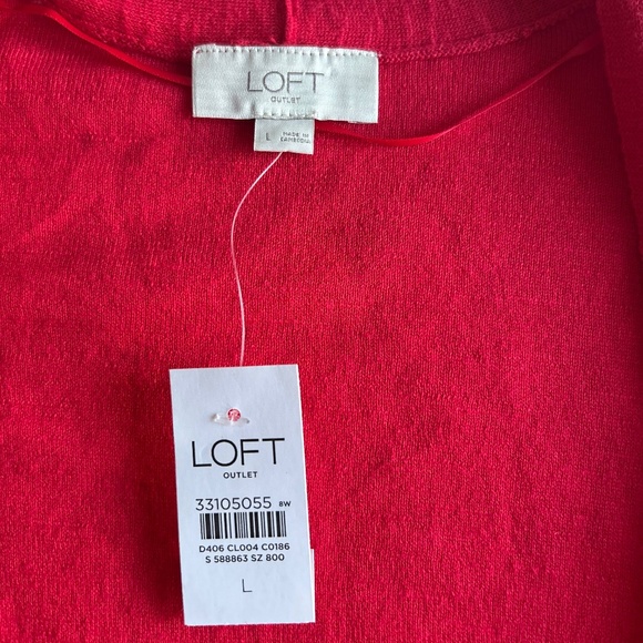 New Loft Raspberry 100% Cotton Open Front Cardigan size L - Picture 11 of 12
